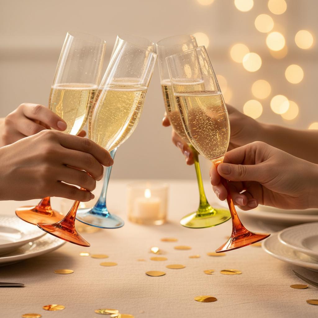 Flamefield prosecco flutes Party 155 ml (set van 4) - kleurrijk, lichtgewicht, onbreekbaar