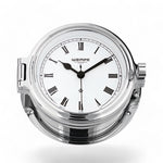 messing Wempe Cup II scheepsklok 140 x 47 mm – massief rvs, quartz patrijspoort klok chroom met Romeinse cijfers