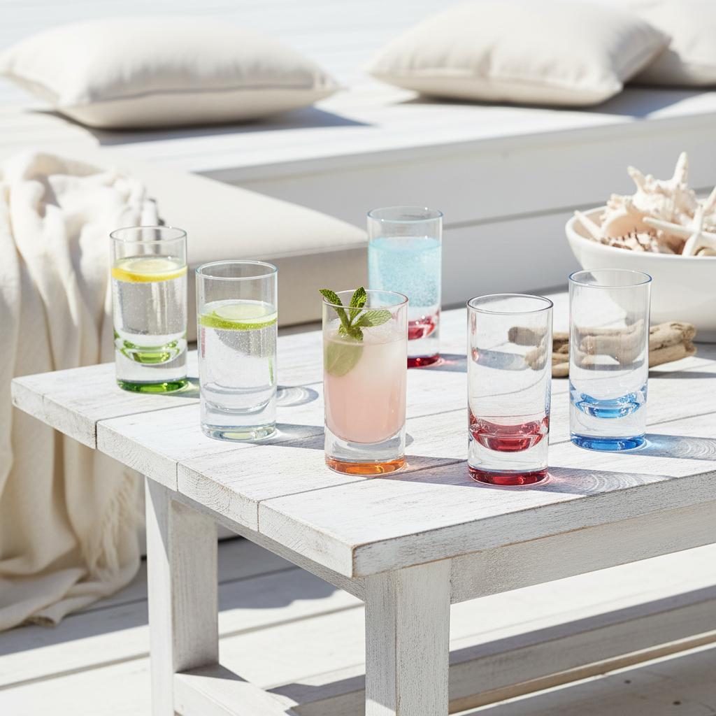 Flamefield longdrinkglas Party Slim Jim Short 320 ml (set van 4) – met gekleurde bodem