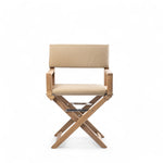 vooraanzicht Regisseursstoel the Edge - ongeolied teak, luxe, inklapbaar, met comfortabele forza zand kussenset